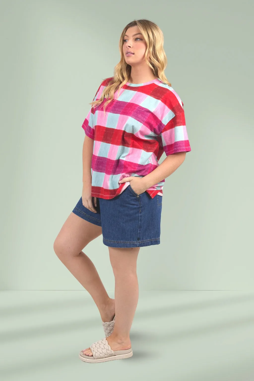 Elm Monaco Check Tee Multicolour