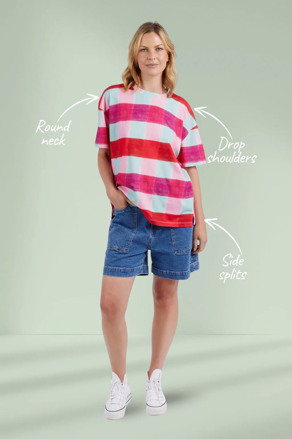 Elm Monaco Check Tee Multicolour