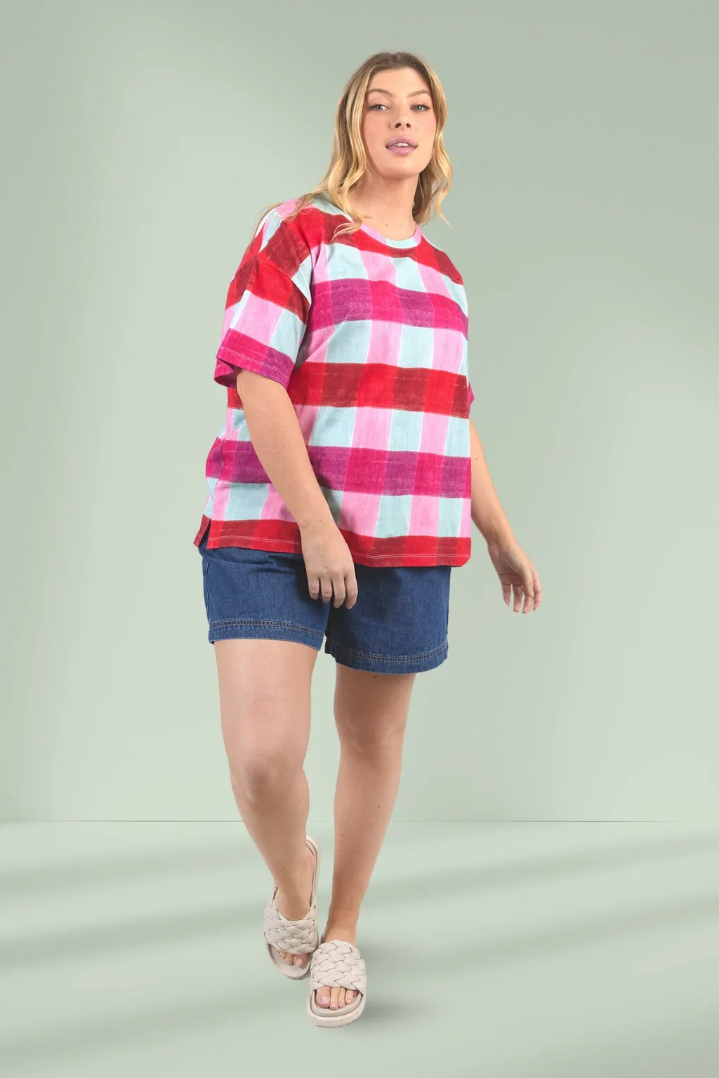 Elm Monaco Check Tee Multicolour