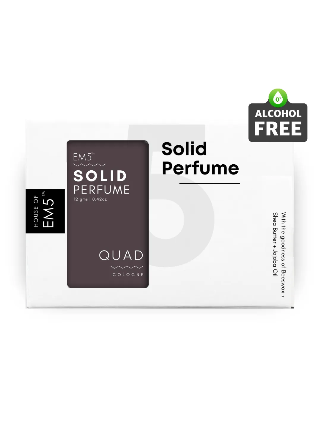 EM5™ Quad | Solid Perfume for Men | Alcohol Free Strong lasting fragrance | Tobacco Vanilla Warm Spicy | Goodness of Beeswax   Shea Butter