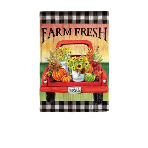 Farm Fresh Flower Truck Garden Suede Flag,14s10003