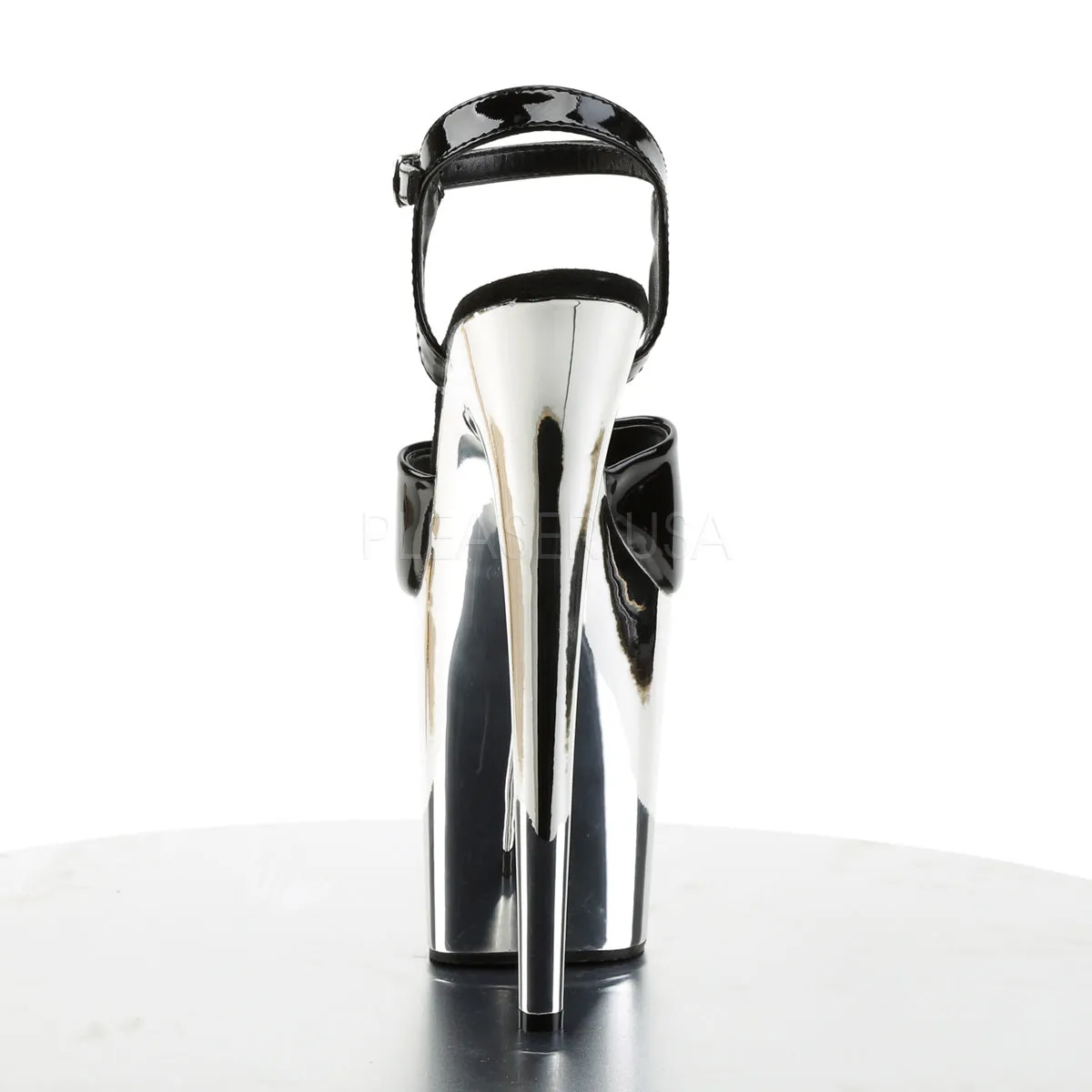 FLAMINGO-809  Black Patent/Silver Chrome