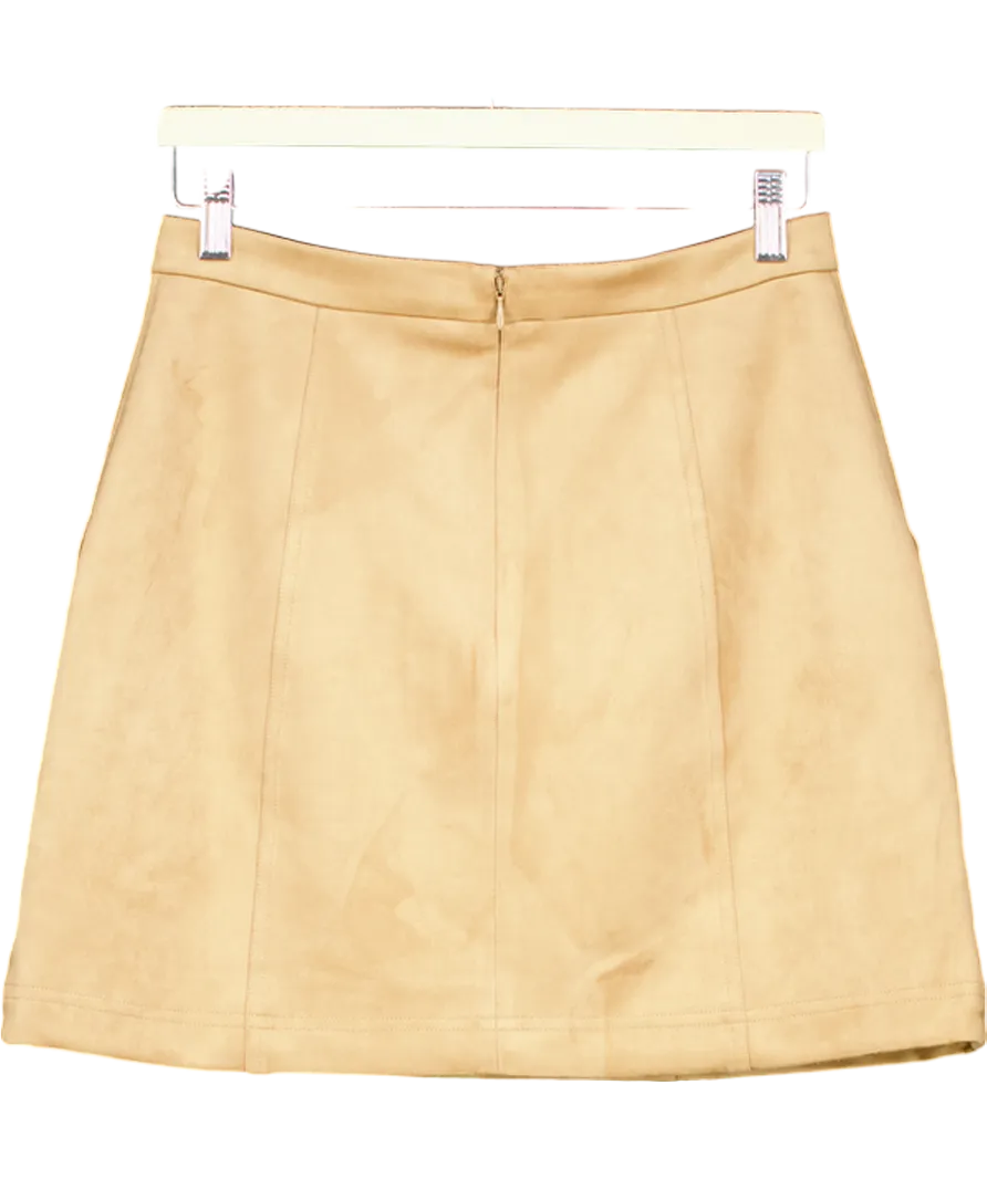 FOREVER NEW Beige Leah Faux Suede Mini Skirt UK 10