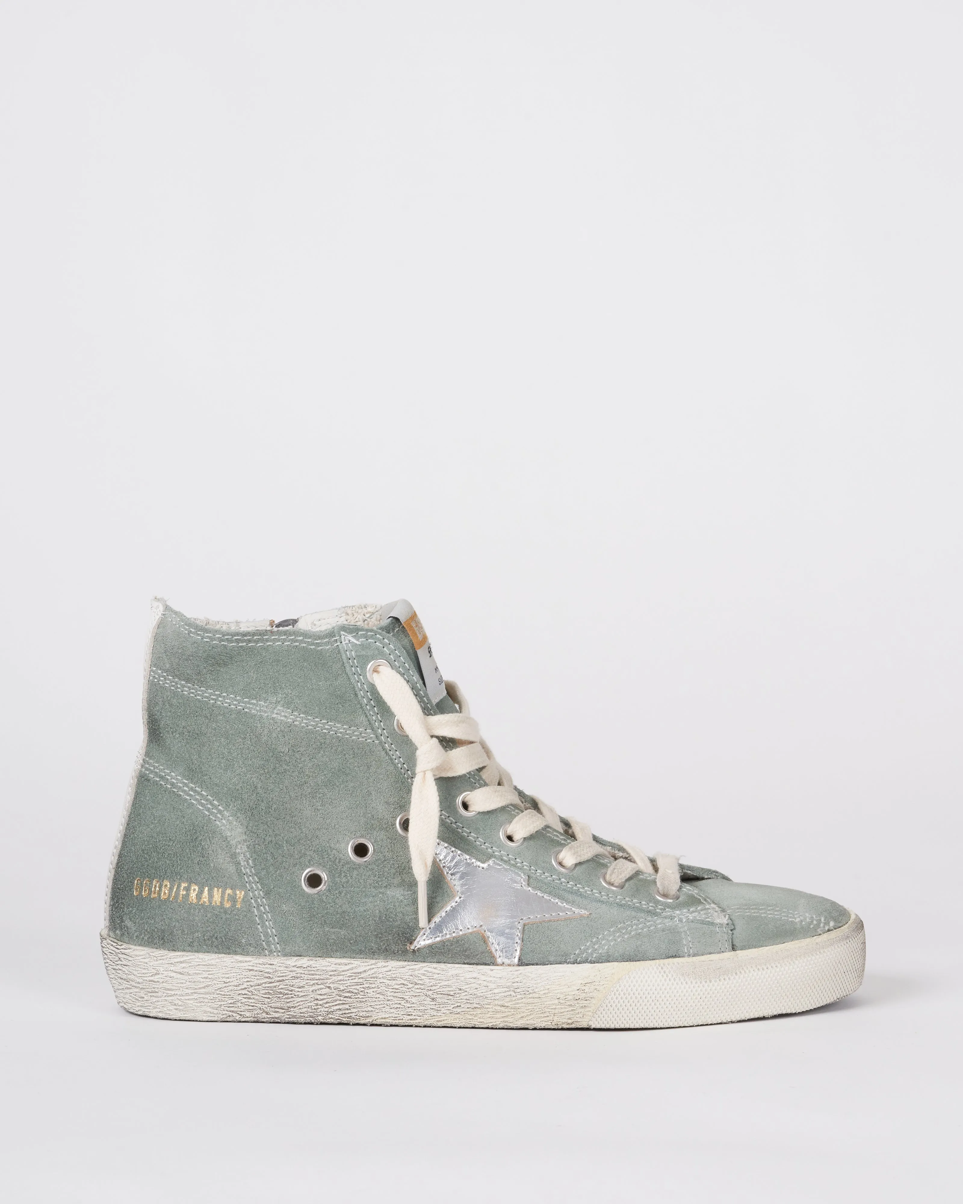 francy suede upper laminated star leather heel stitchings - military green/silver/white 35769