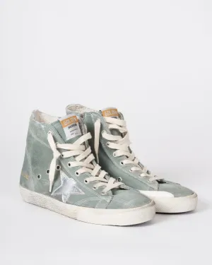francy suede upper laminated star leather heel stitchings - military green/silver/white 35769