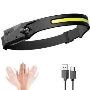 Furper Headlamp with All Perspectives Induction 230° Illumination, 350 Lumens, Weatherproof Type C Rechargeable Head Lamp for Running Camping Hiking Fishing, Sensor Outdoor Headlight