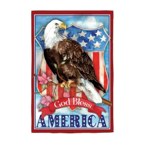 God Bless America Eagle Garden Suede Flag,14s9841