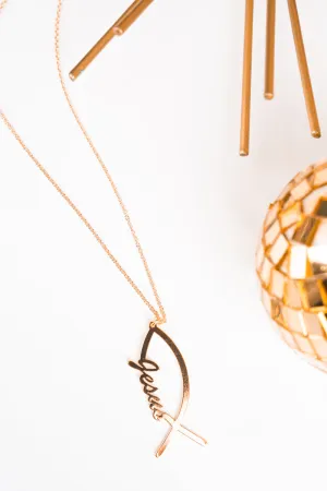 Goldtone 'Jesus' Fish Necklace