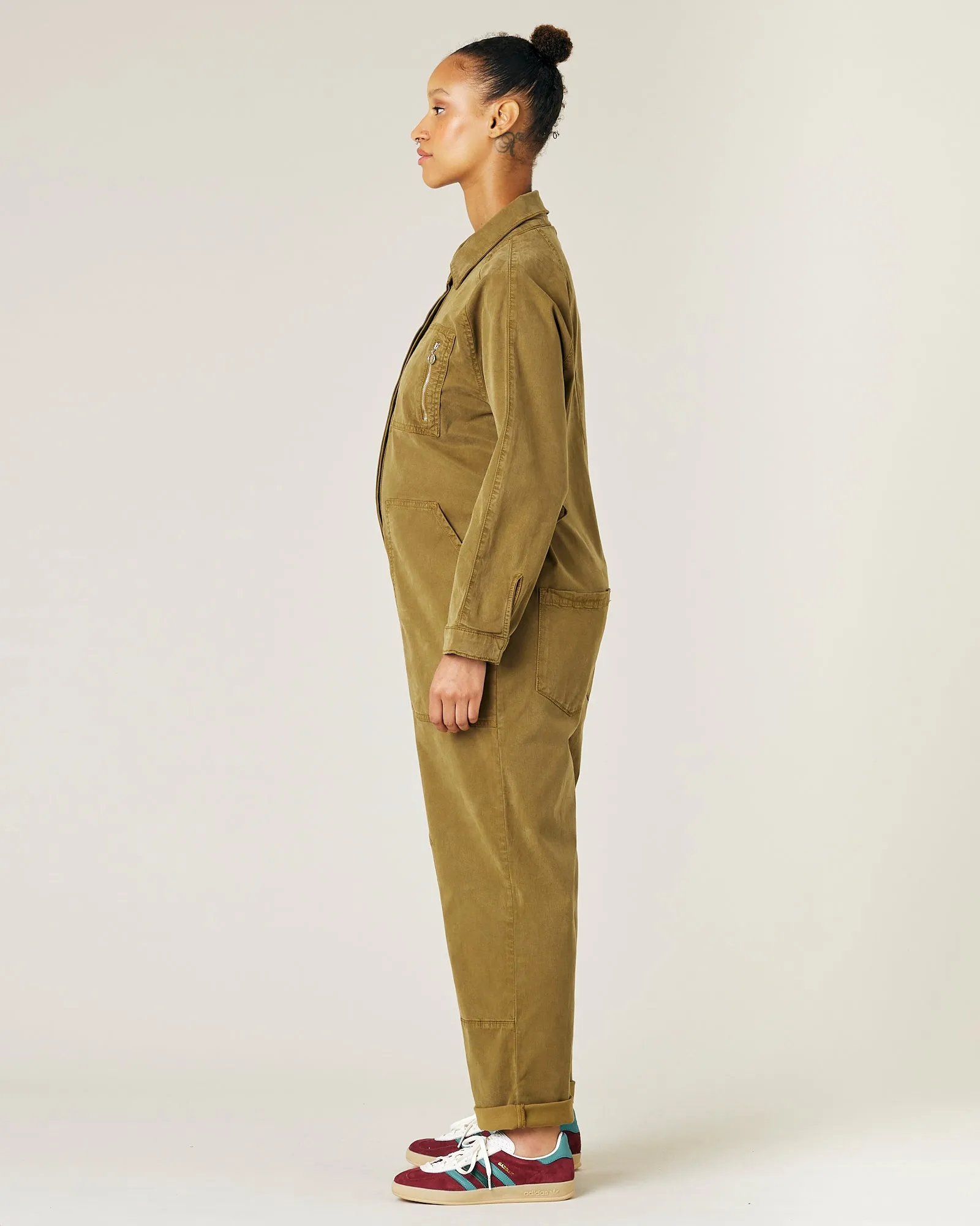 Hallie Nut Green Cotton Coverall