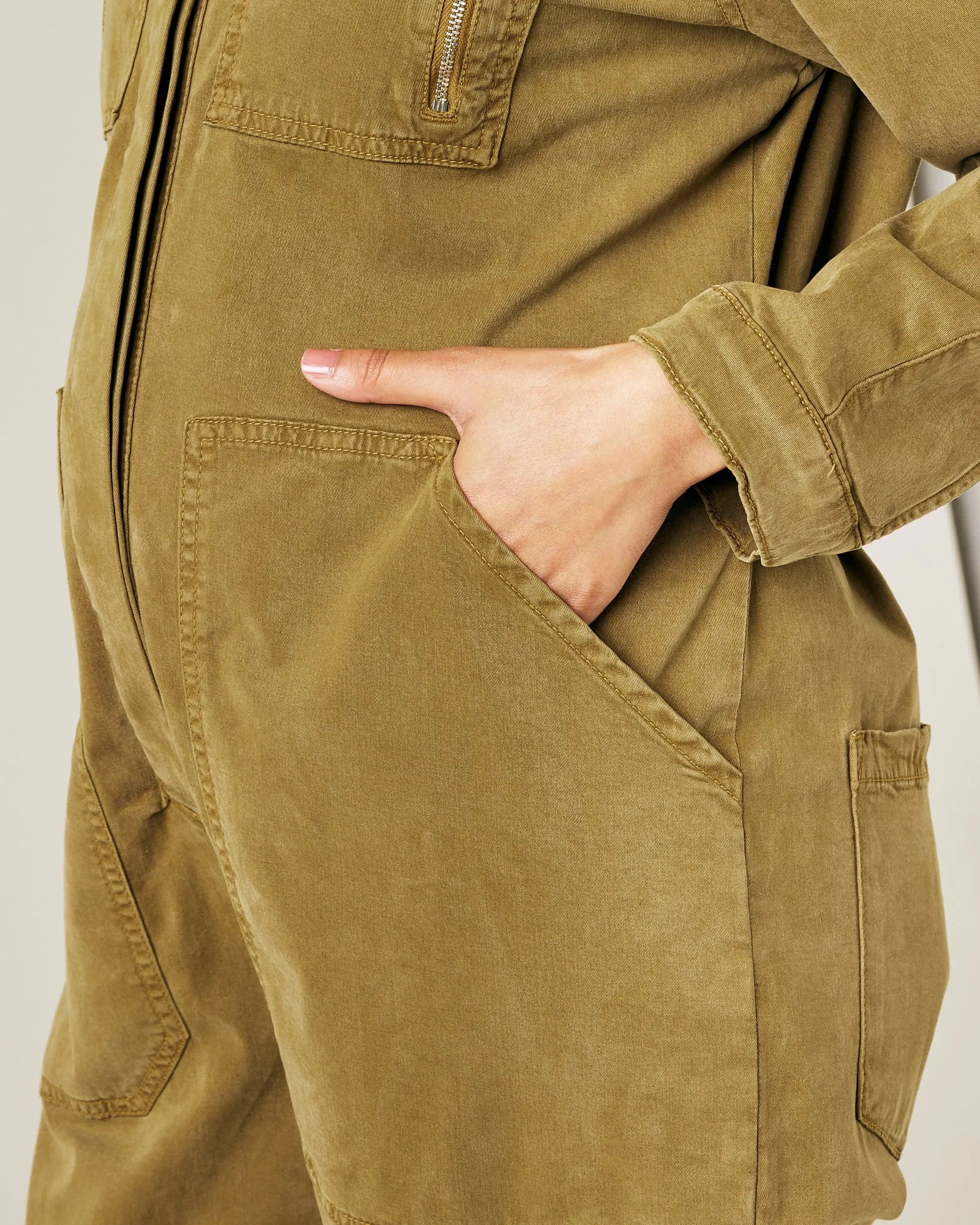 Hallie Nut Green Cotton Coverall