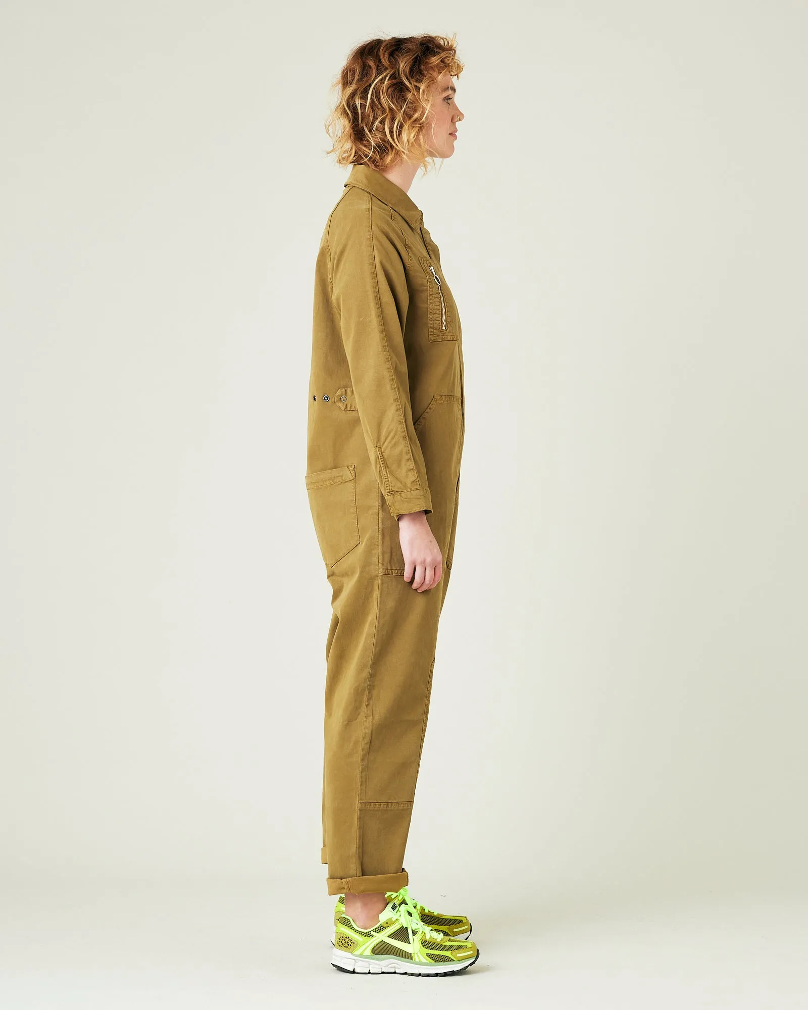 Hallie Nut Green Cotton Coverall