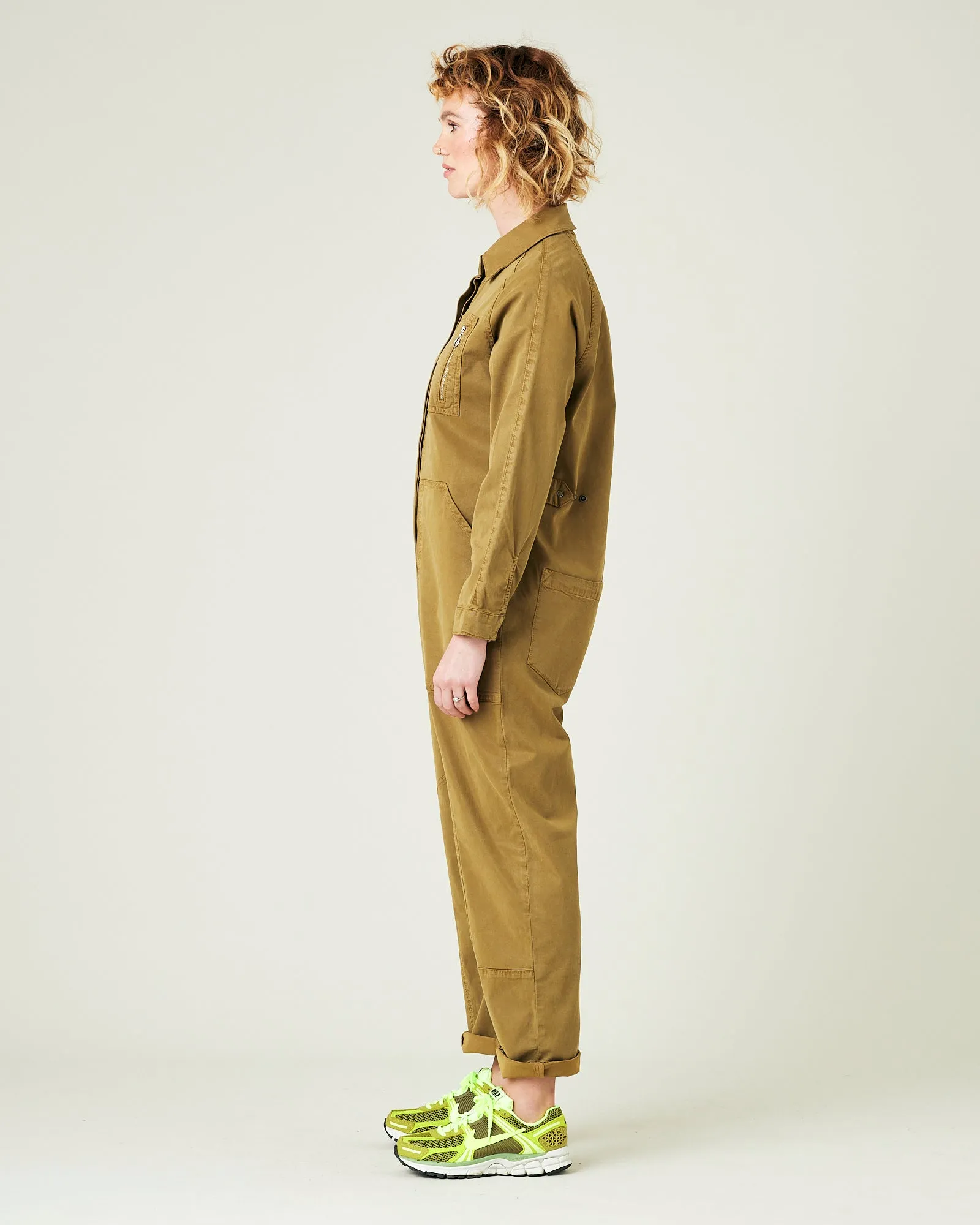 Hallie Nut Green Cotton Coverall