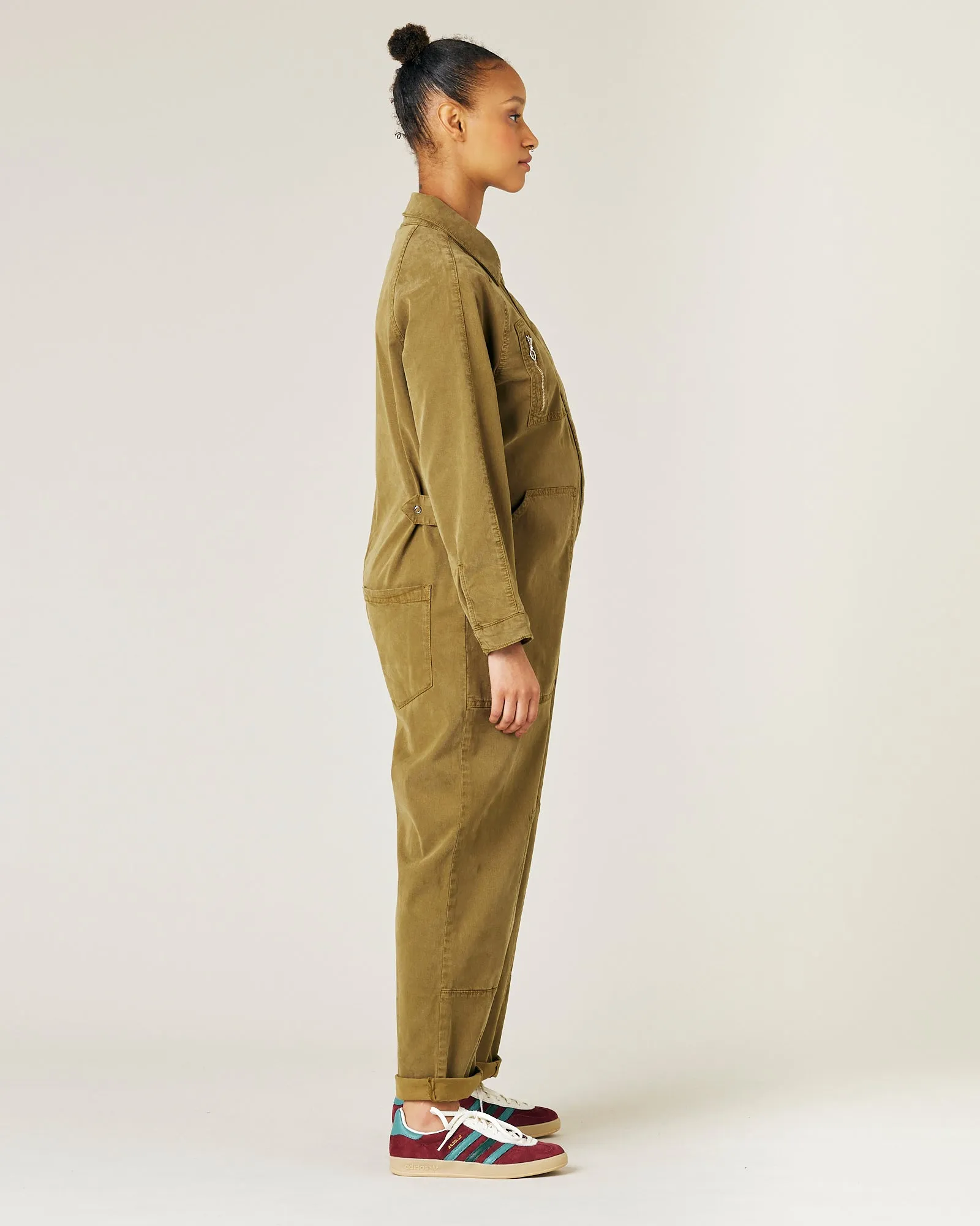 Hallie Nut Green Cotton Coverall