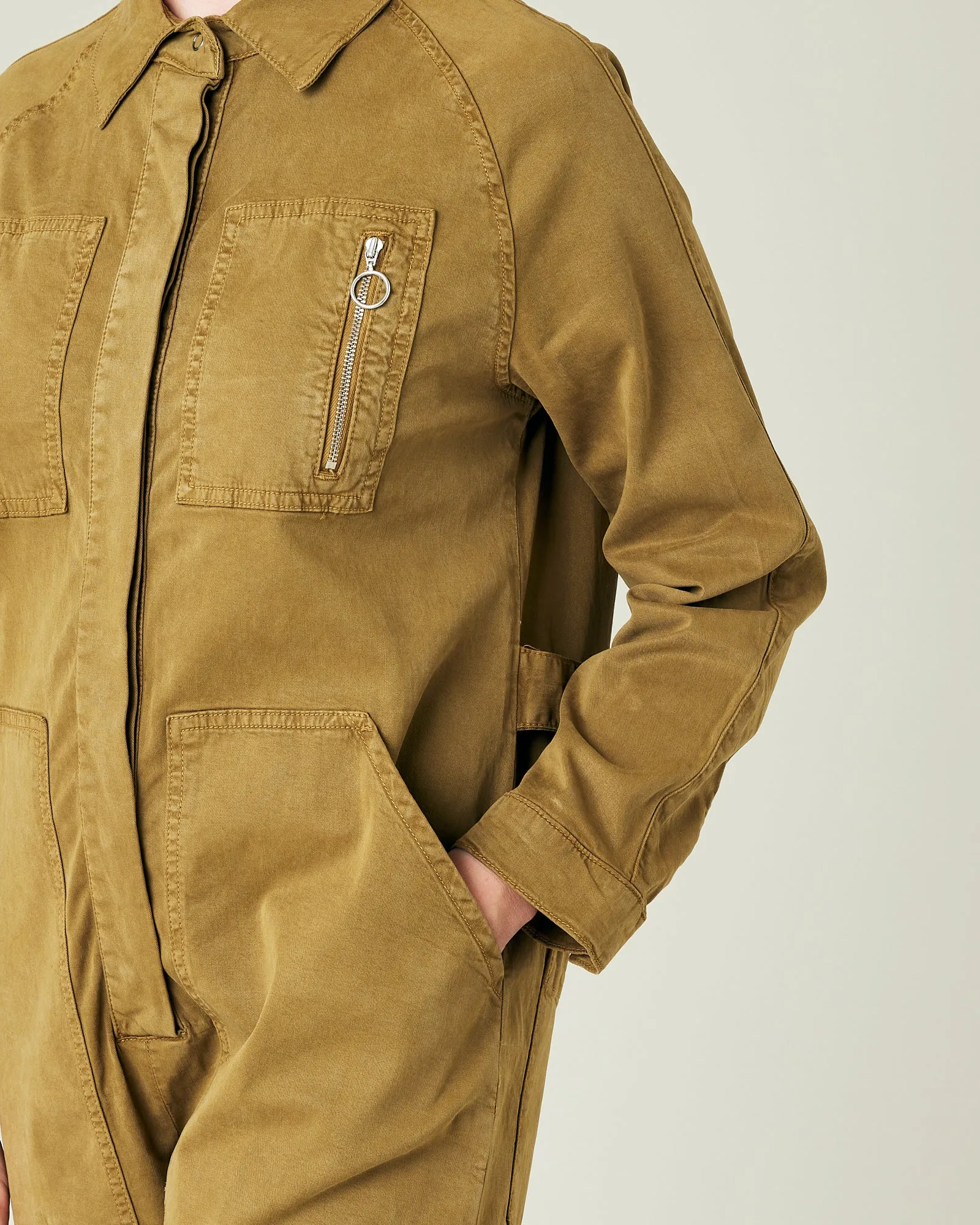 Hallie Nut Green Cotton Coverall