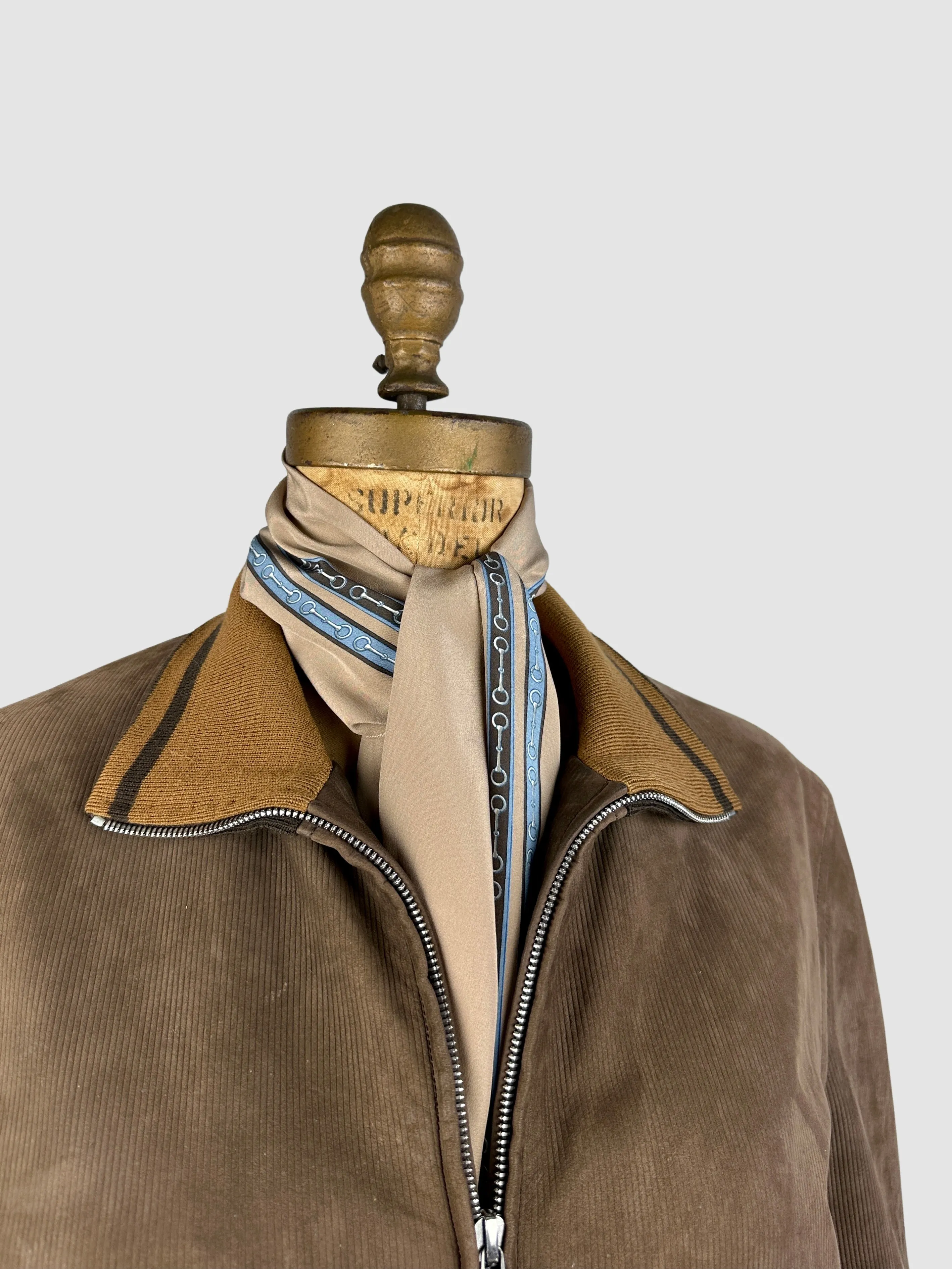 HERMES 80s Brown Lambskin Suede Jacket • Size 48, Medium Large