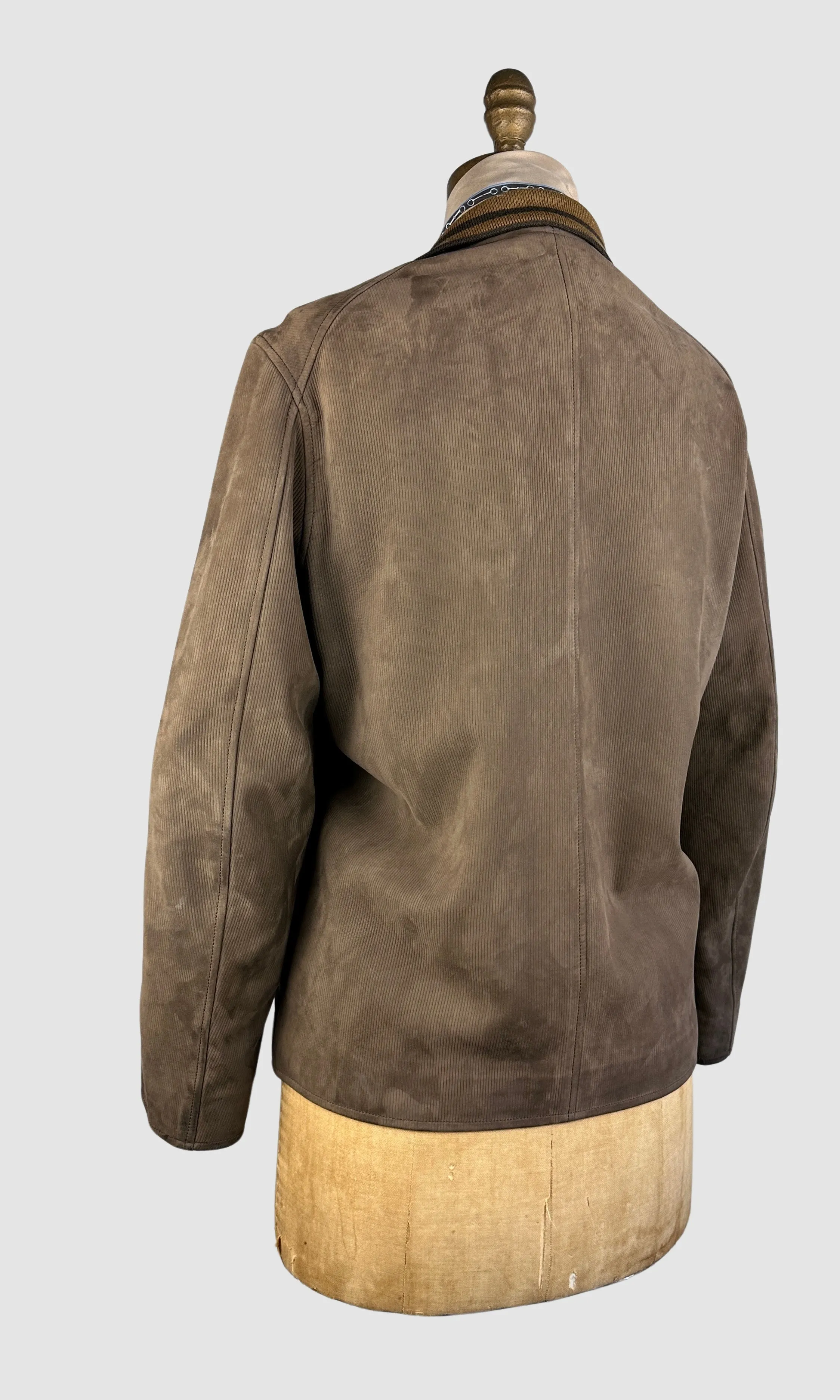 HERMES 80s Brown Lambskin Suede Jacket • Size 48, Medium Large