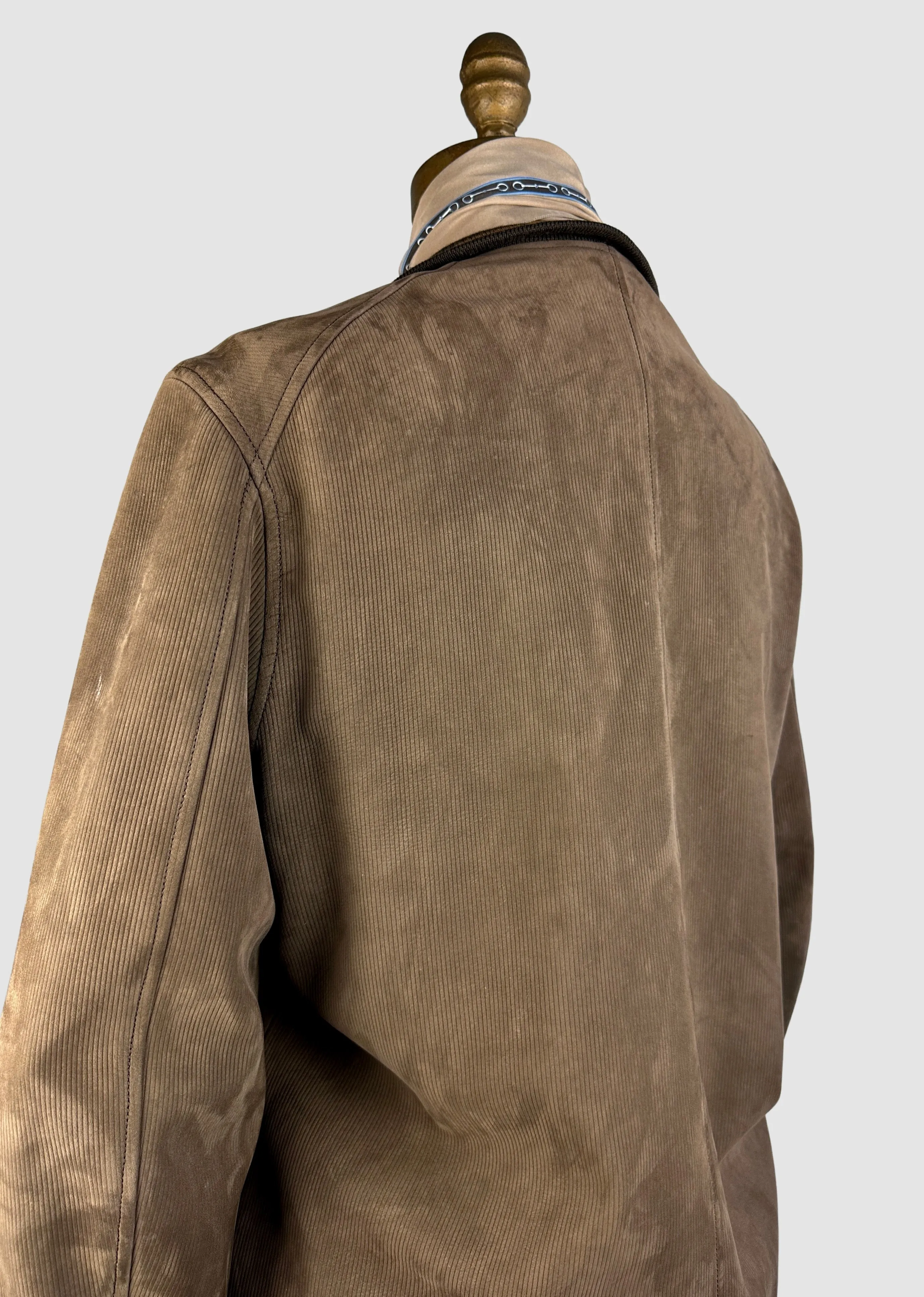 HERMES 80s Brown Lambskin Suede Jacket • Size 48, Medium Large