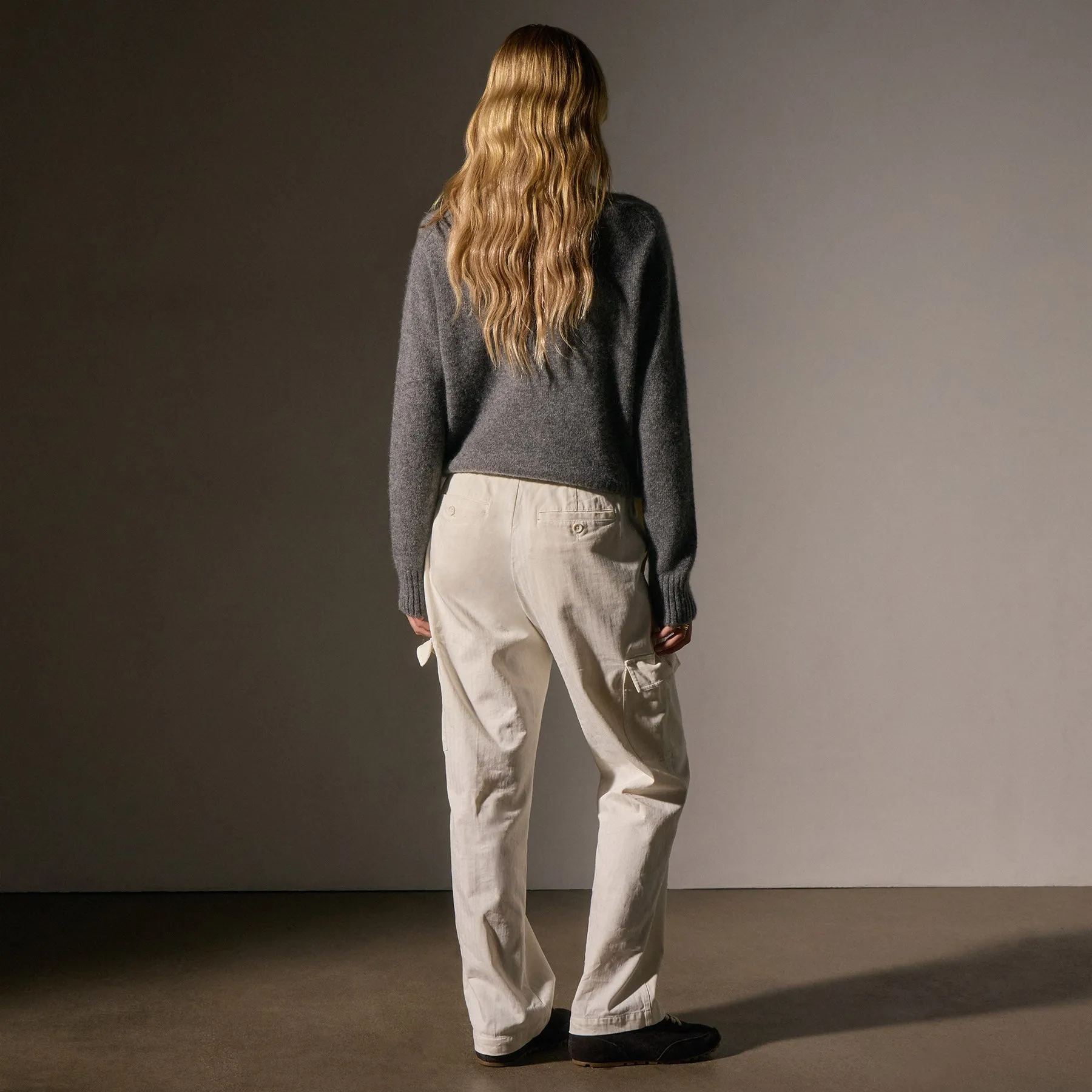 Herringbone Utility Pant - Ivory Pigment
