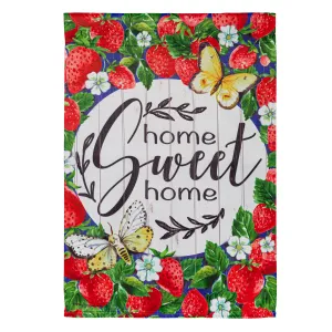 Home Sweet Home Strawberries Garden Suede Flag,14s10922