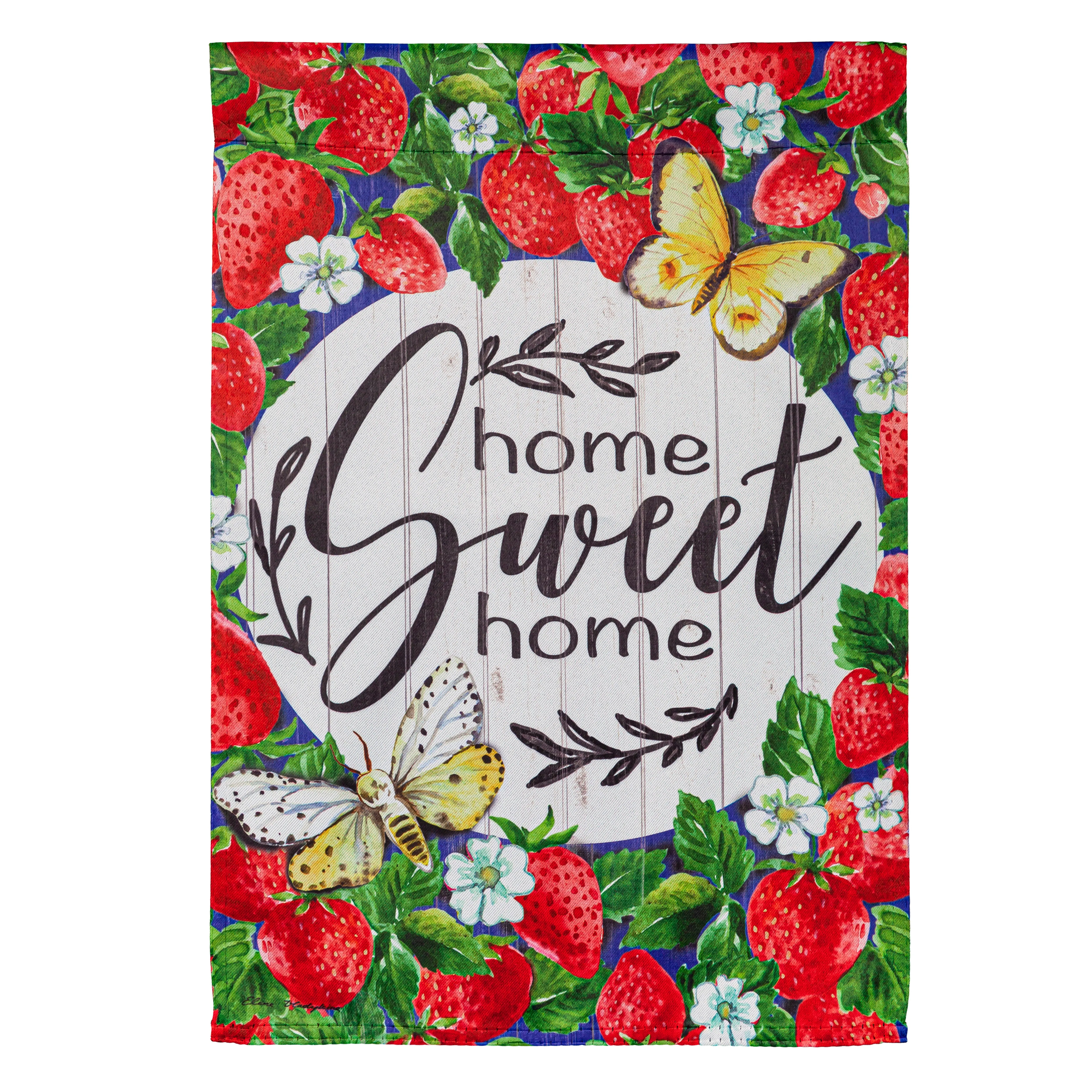 Home Sweet Home Strawberries Garden Suede Flag,14s10922