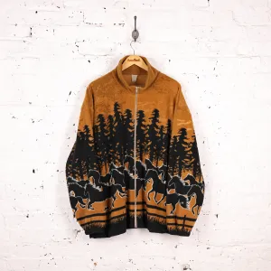 Horses Pattern Fleece - Brown - XL