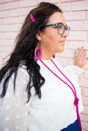 Hot Pink & Red Beaded Hair Clip (Set of 2)