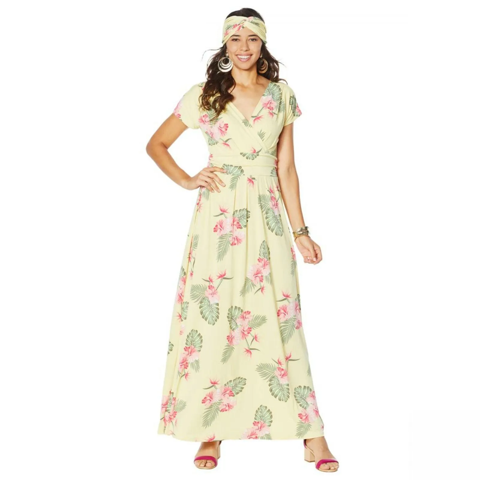 IMAN Women's Boho Chic Maxi Dress With Head Wrap