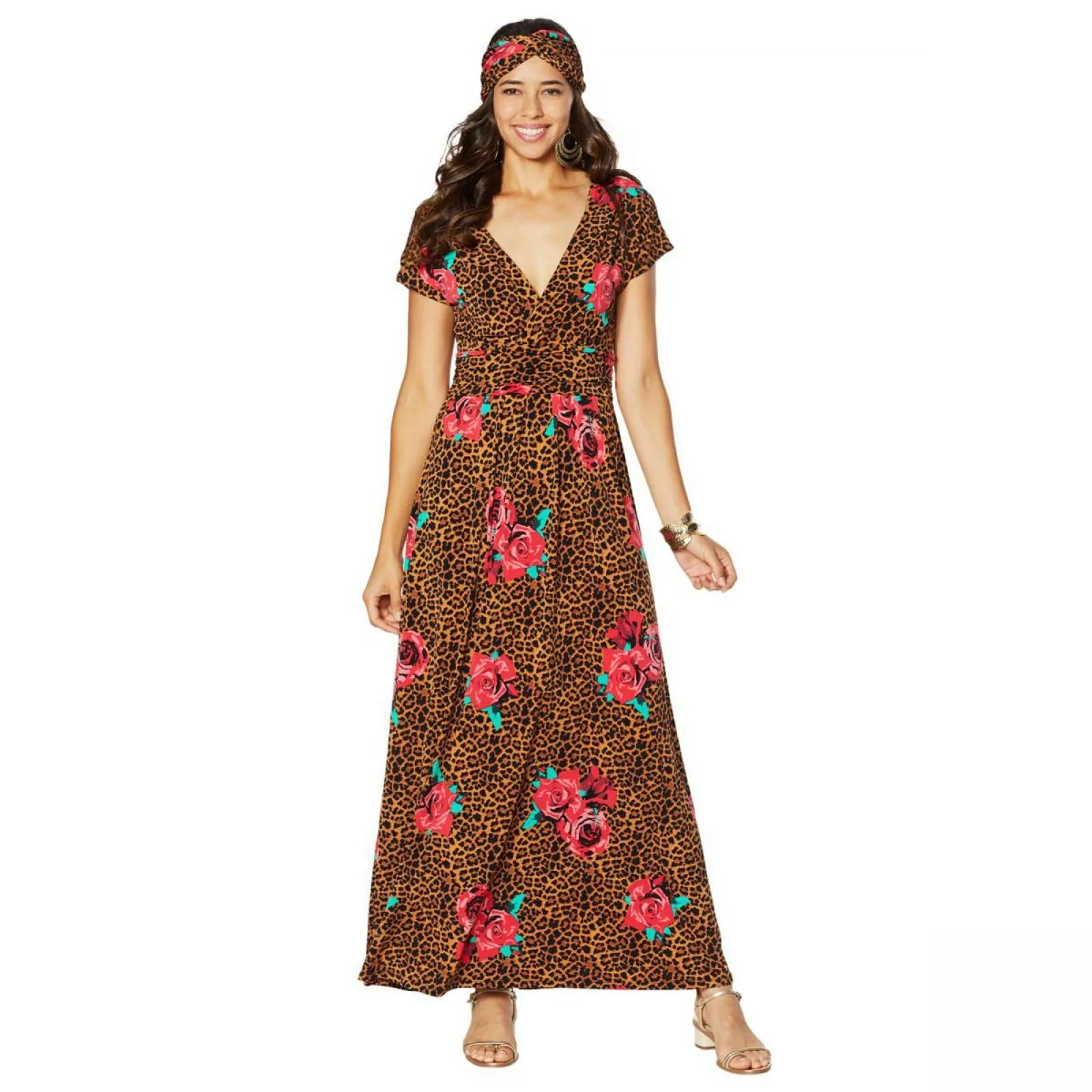 IMAN Women's Boho Chic Maxi Dress With Head Wrap