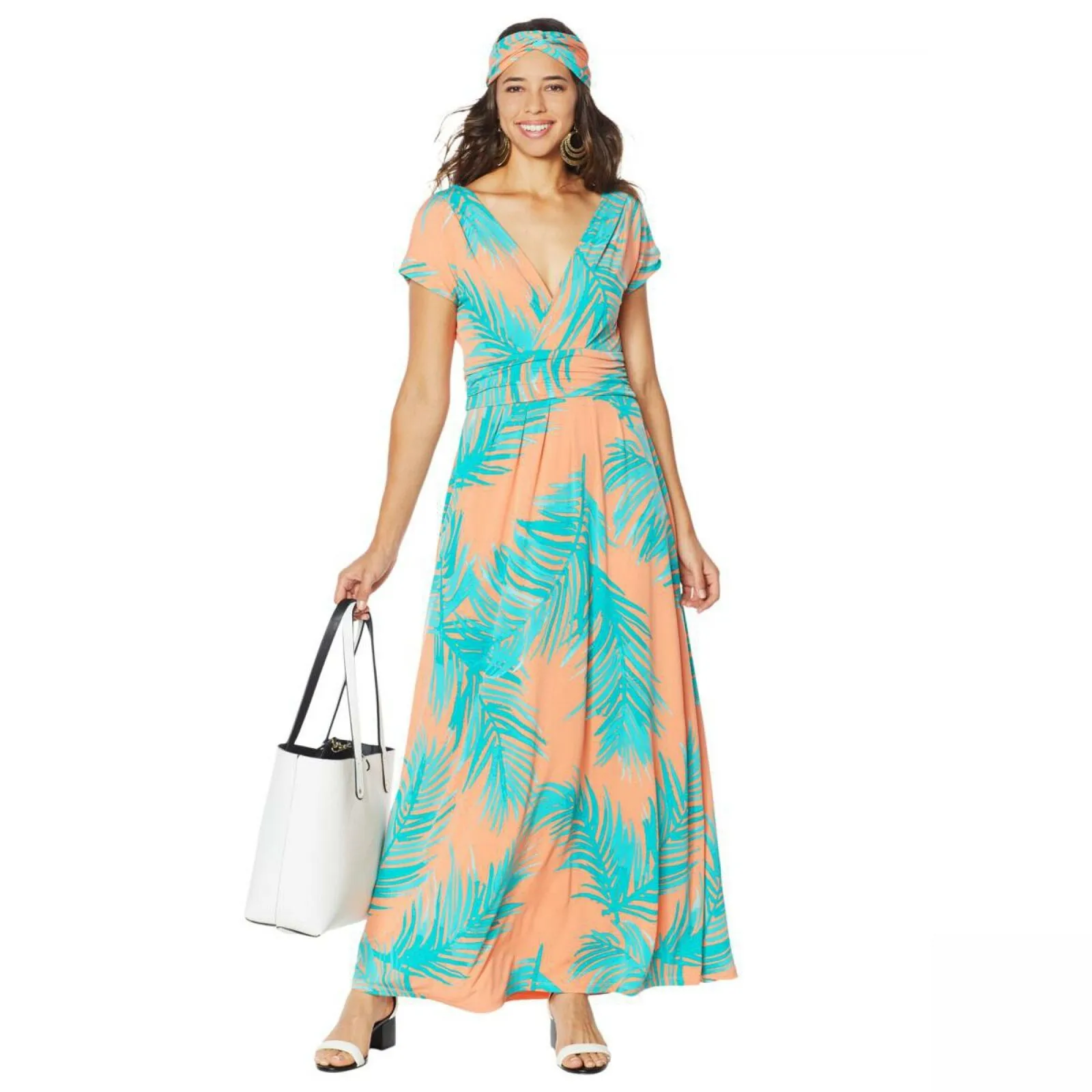 IMAN Women's Boho Chic Maxi Dress With Head Wrap