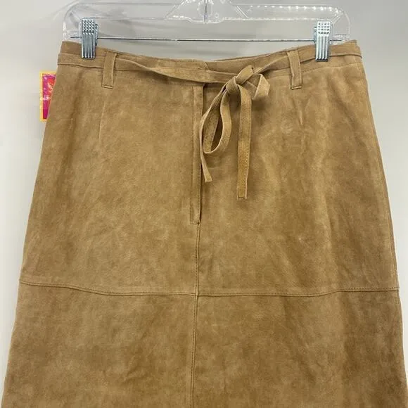 Isaac Mizrahi suede skirt a-line fall retro chic classic lined western size 10