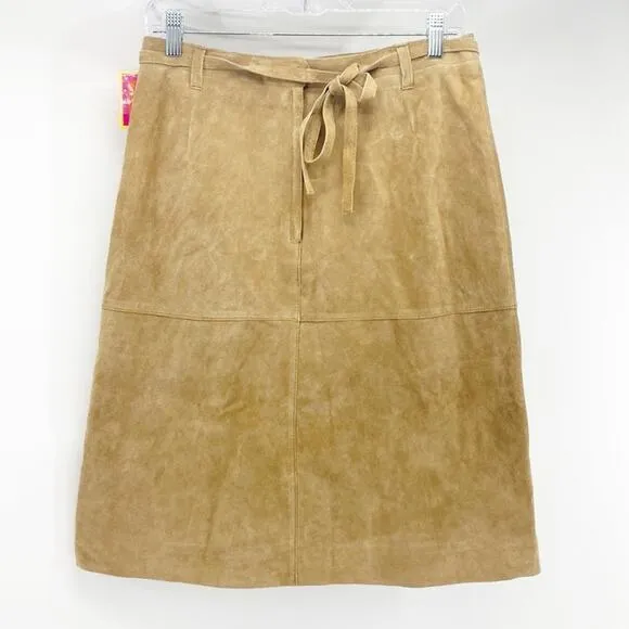 Isaac Mizrahi suede skirt a-line fall retro chic classic lined western size 10