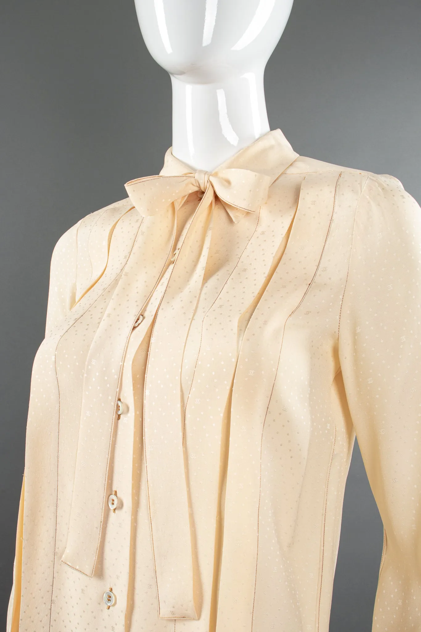 Jacquard Dot Logo Bow Blouse