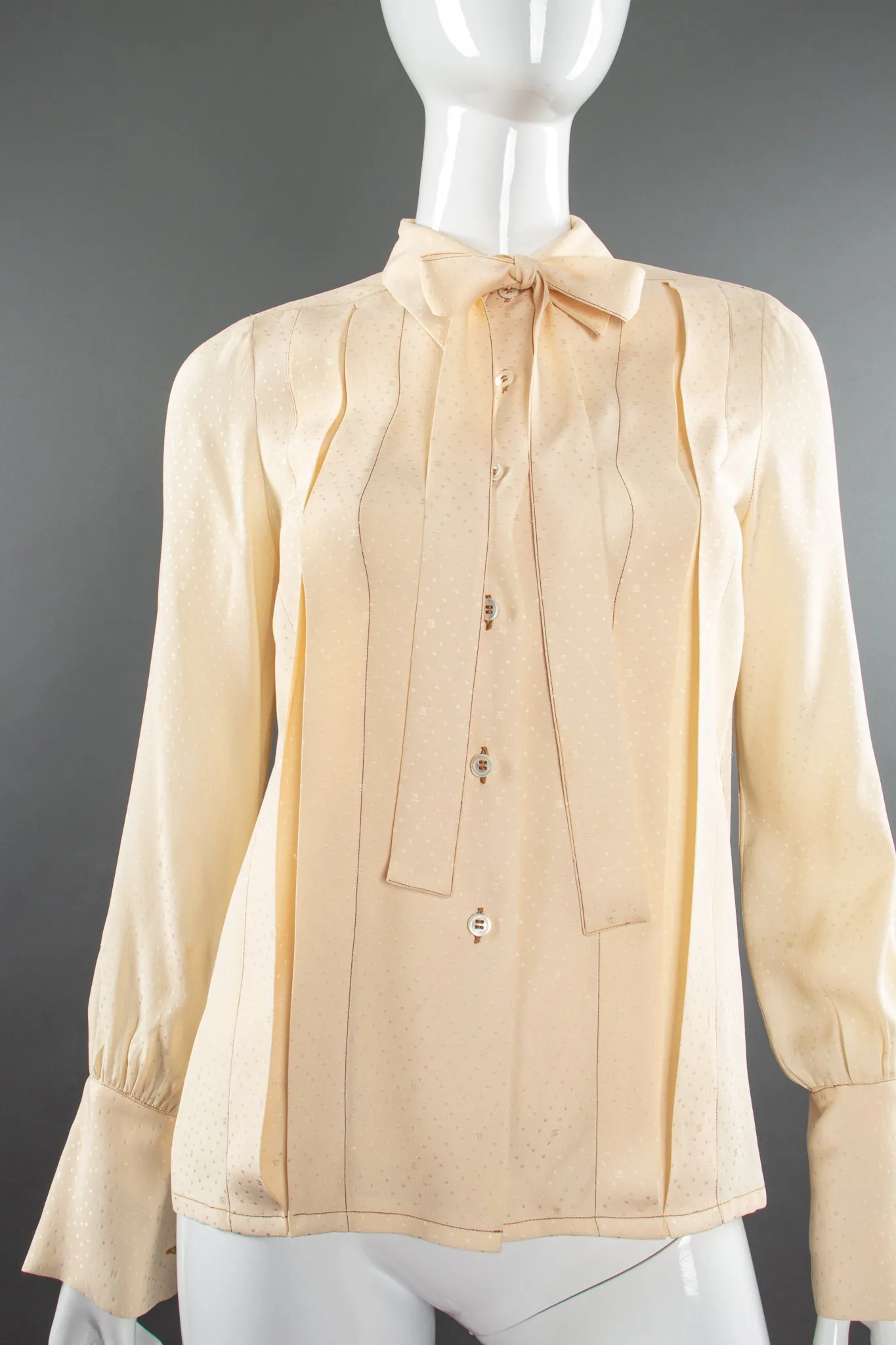 Jacquard Dot Logo Bow Blouse