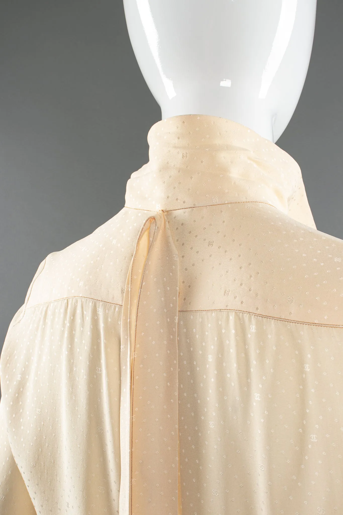Jacquard Dot Logo Bow Blouse