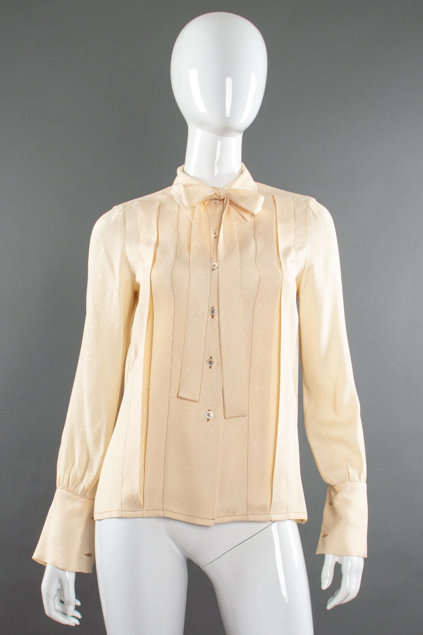 Jacquard Dot Logo Bow Blouse