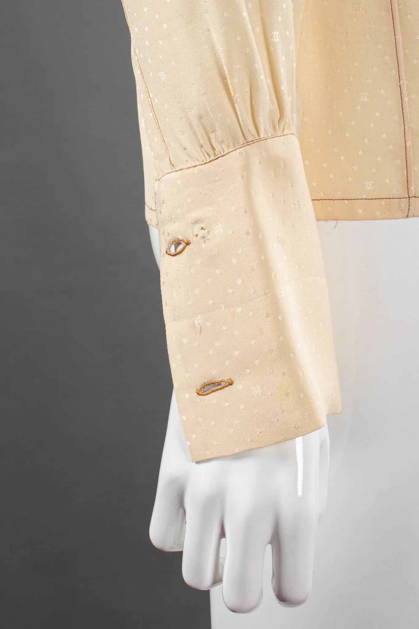 Jacquard Dot Logo Bow Blouse