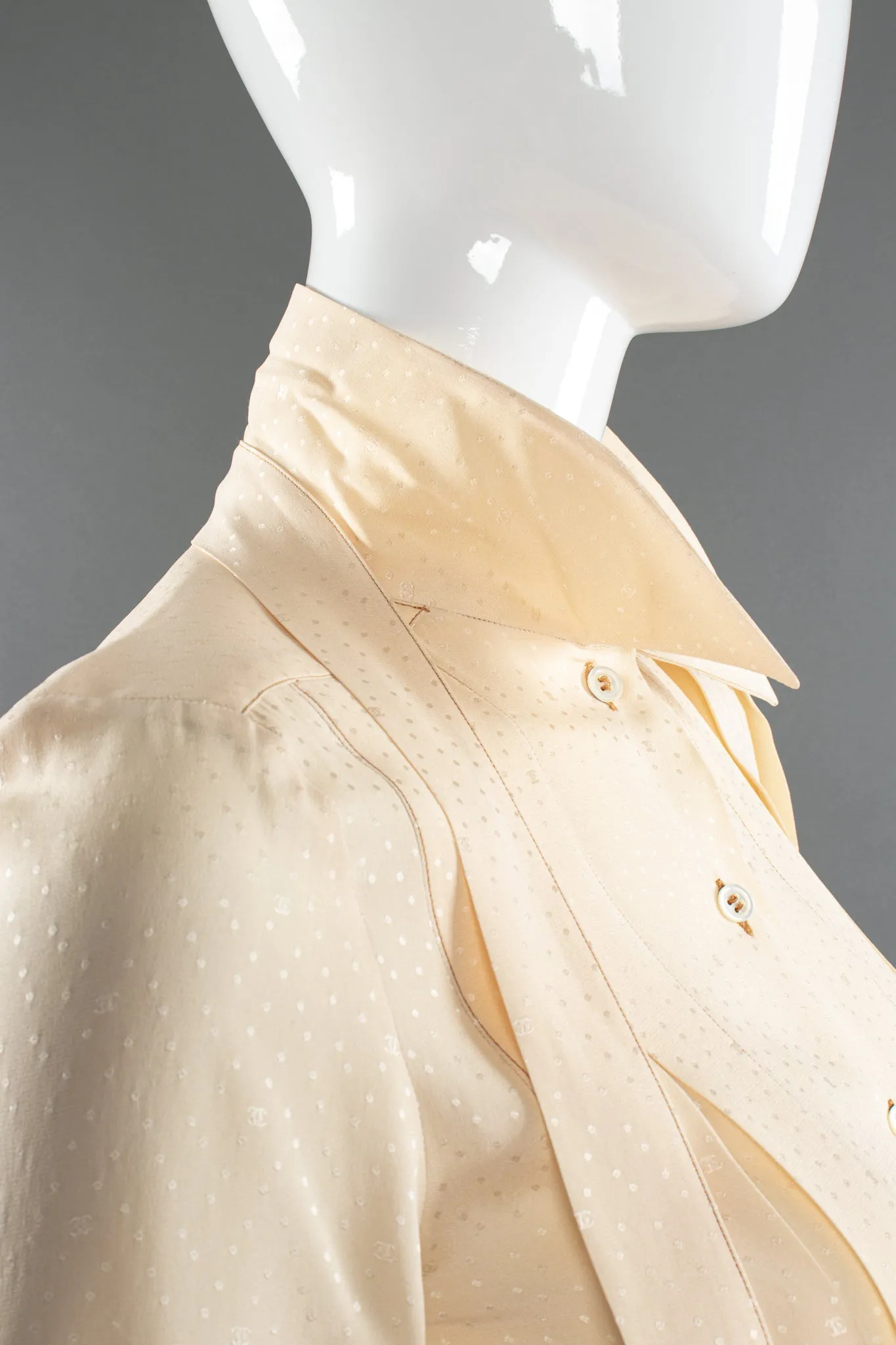 Jacquard Dot Logo Bow Blouse