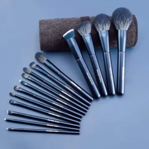 JADE SERIES - 15 PCS MAKEUP BRUSH KIT - TOURMALINE BLUE