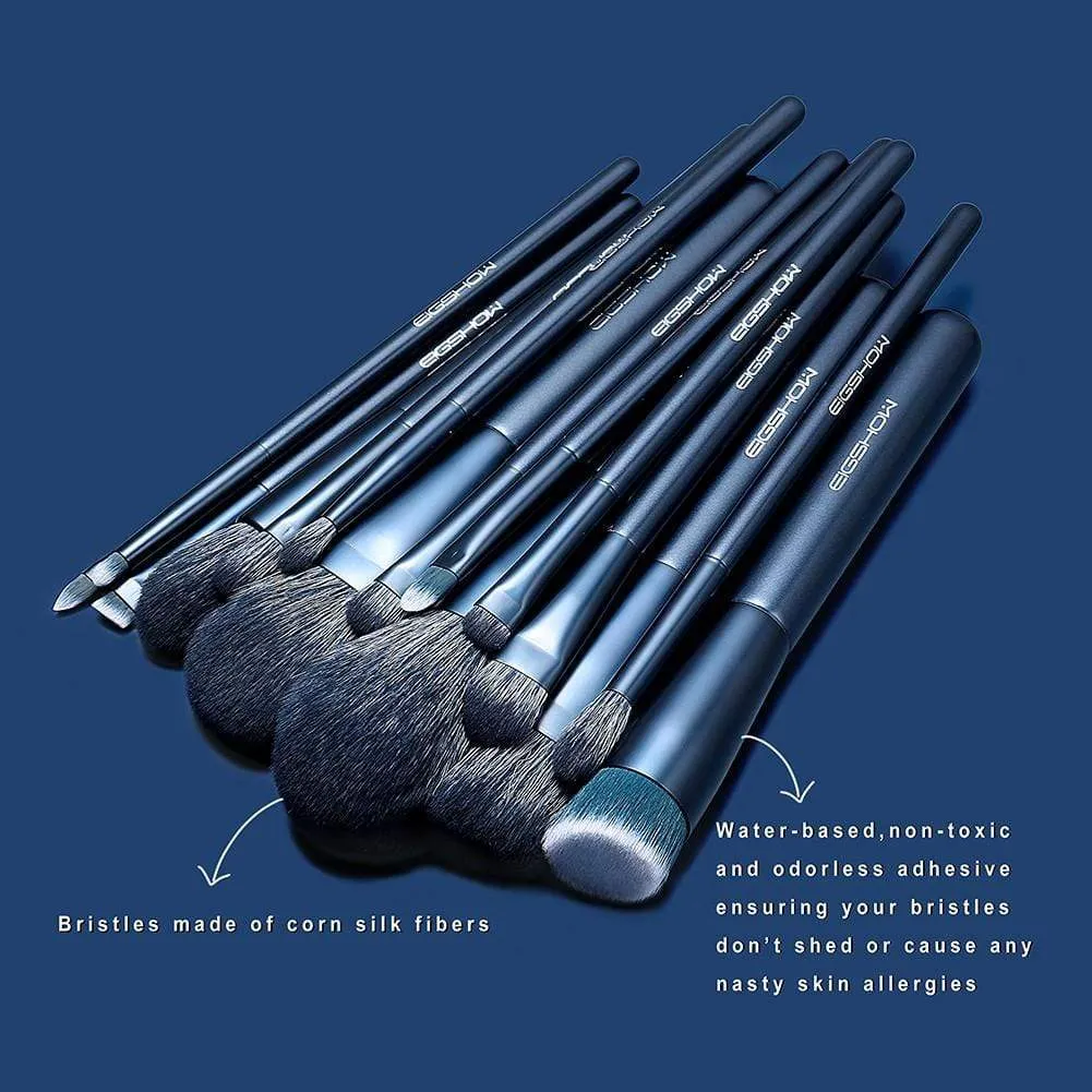JADE SERIES - 15 PCS MAKEUP BRUSH KIT - TOURMALINE BLUE