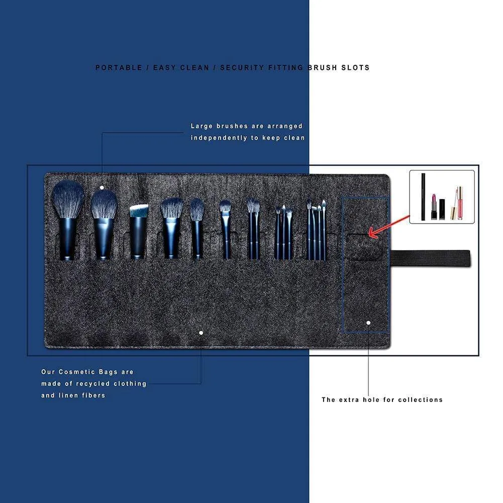 JADE SERIES - 15 PCS MAKEUP BRUSH KIT - TOURMALINE BLUE