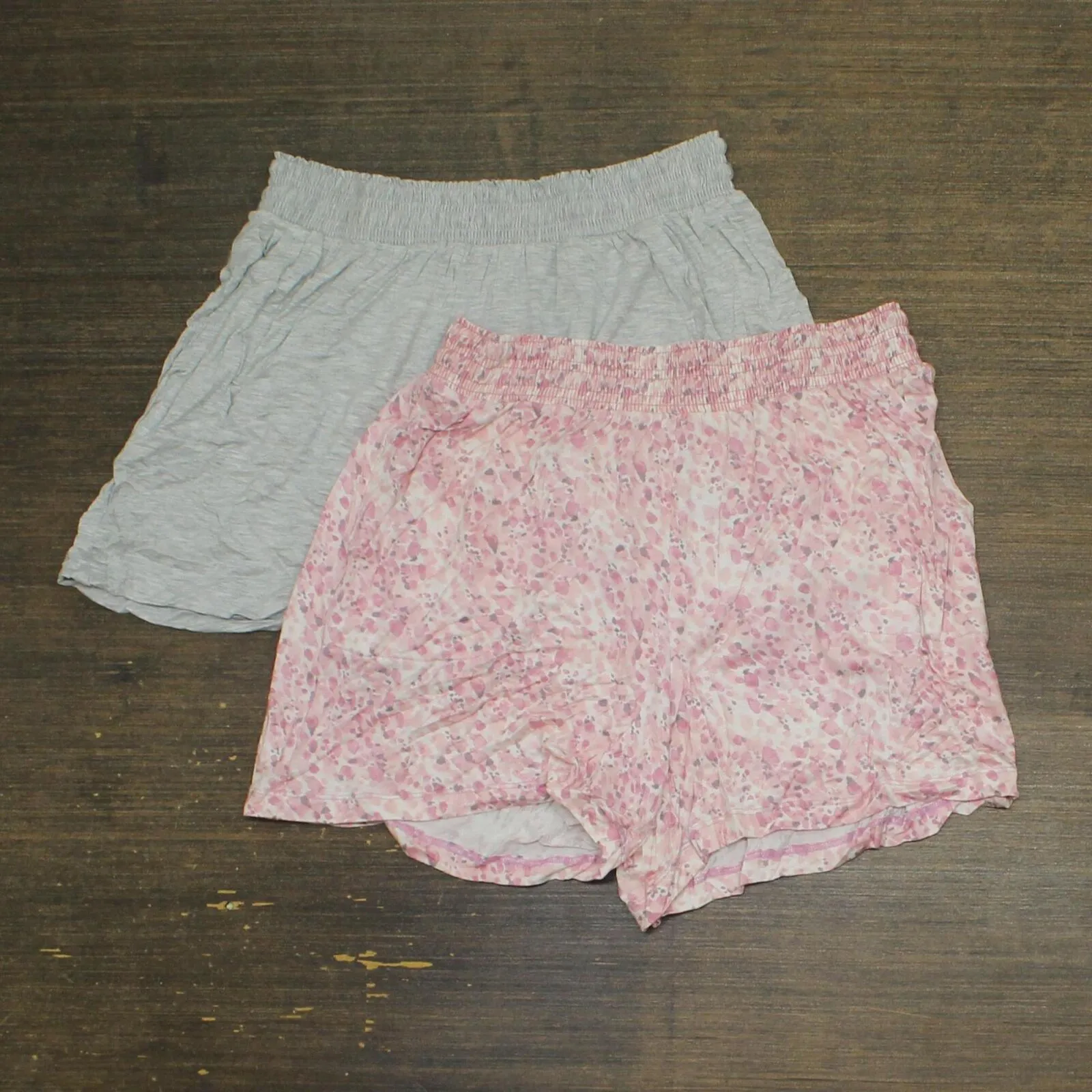 Jane & Bleecker 2 Pack Lounge Sleep Shorts Heather Gray / Pink Floral M