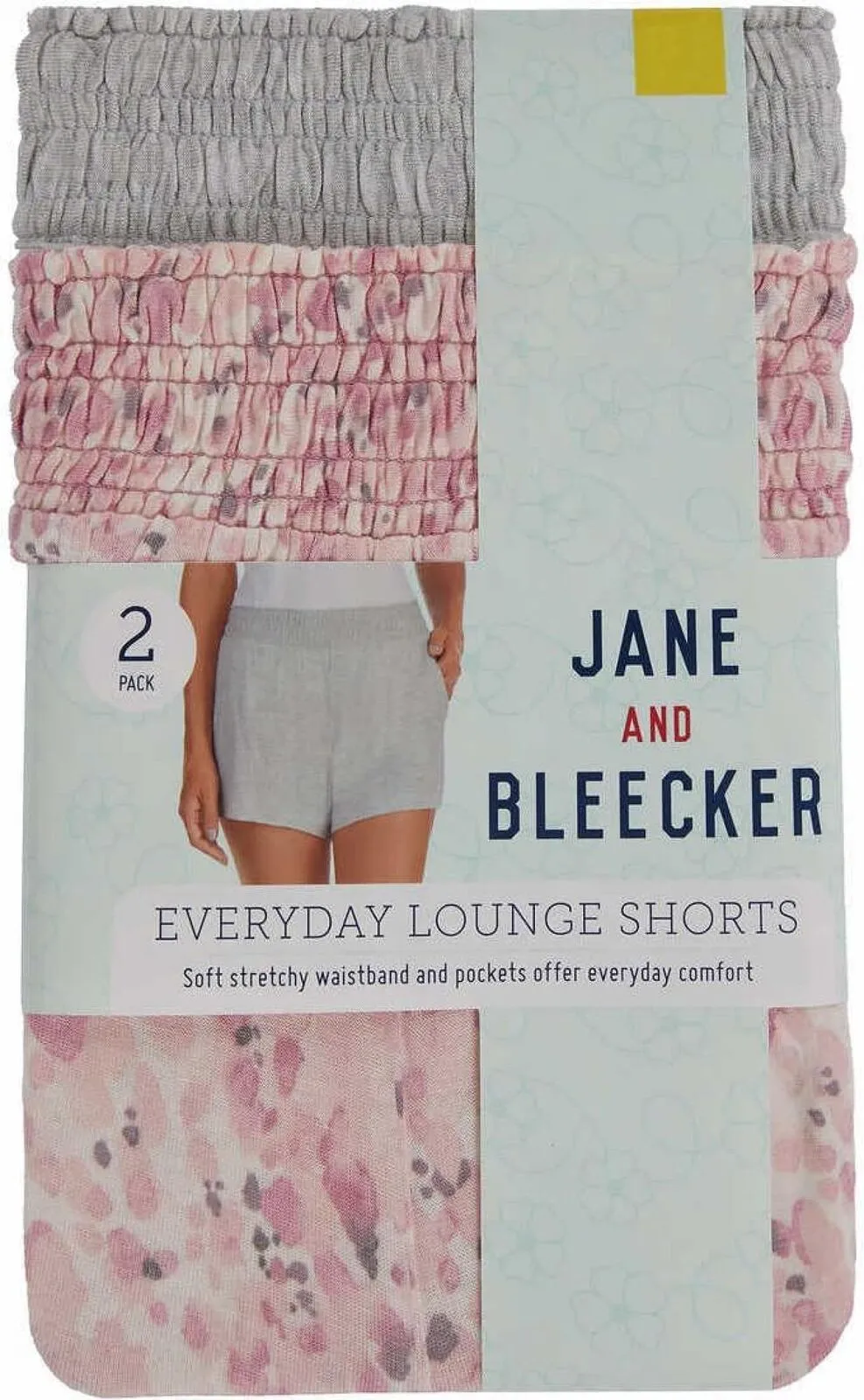 Jane & Bleecker 2 Pack Lounge Sleep Shorts Heather Gray / Pink Floral M