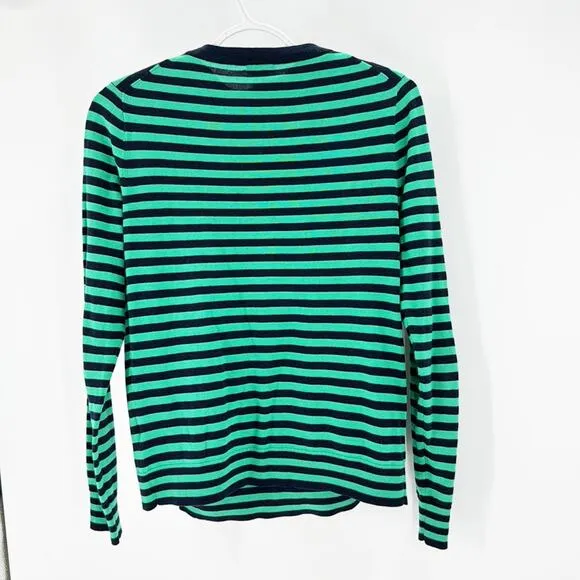 J.Crew Striped Caryn cardigan sweater green blue nautical preppy classic set
