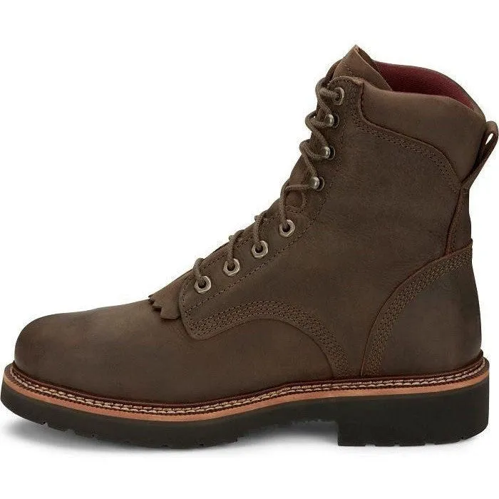Justin Men's Rivot 8" WP Steel Toe Western Work Boot -Brown- OW458
