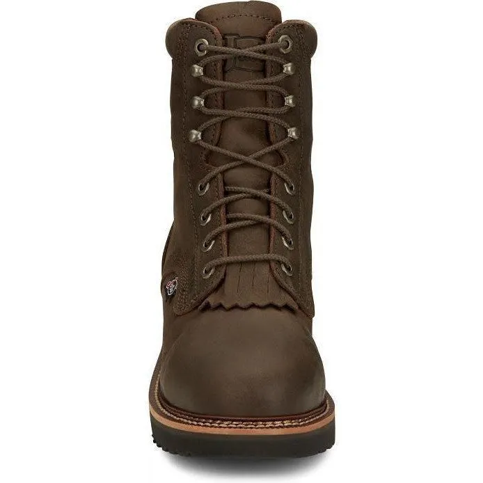 Justin Men's Rivot 8" WP Steel Toe Western Work Boot -Brown- OW458