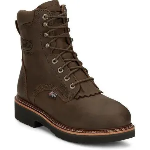 Justin Men's Rivot 8" WP Steel Toe Western Work Boot -Brown- OW458