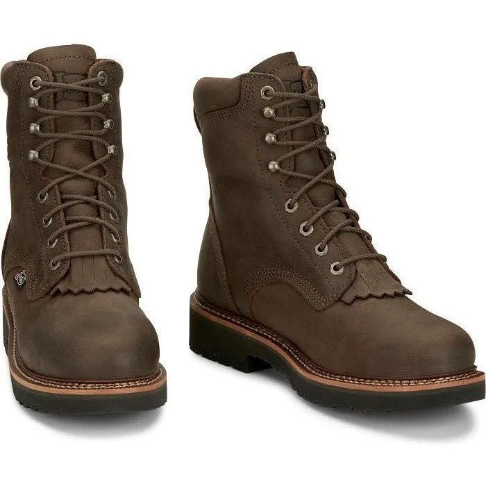 Justin Men's Rivot 8" WP Steel Toe Western Work Boot -Brown- OW458