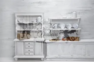 Kate Chic White Kitchen Backdrop Designed by Mini MakeBelieve