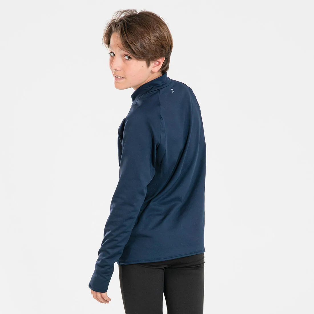 Kids' KIPRUN WARM 100 long-sleeved running T-shirt 1/2 zip warm