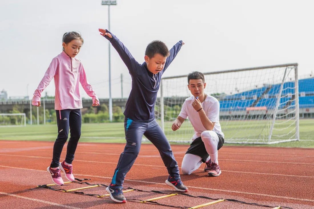 Kids' KIPRUN WARM 100 long-sleeved running T-shirt 1/2 zip warm